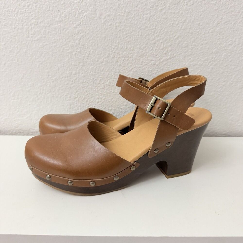 Korks by Kork-Ease Brown Leather Clog Heels Mary Jane Platform Shoes Women 10/42 - Picture 5 of 11